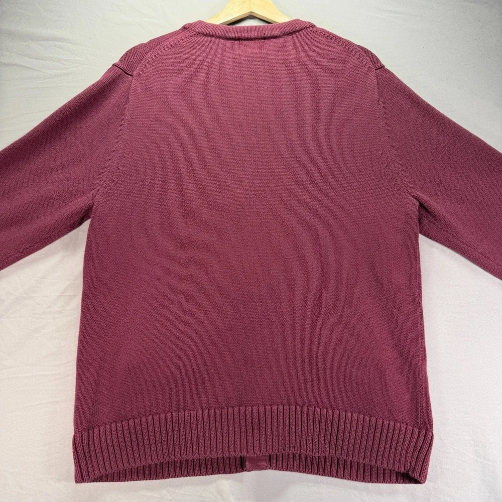 LL Bean Cardigan Sweater Mens Large Red Knit Button Up Grandpa Cabin Core Pocket